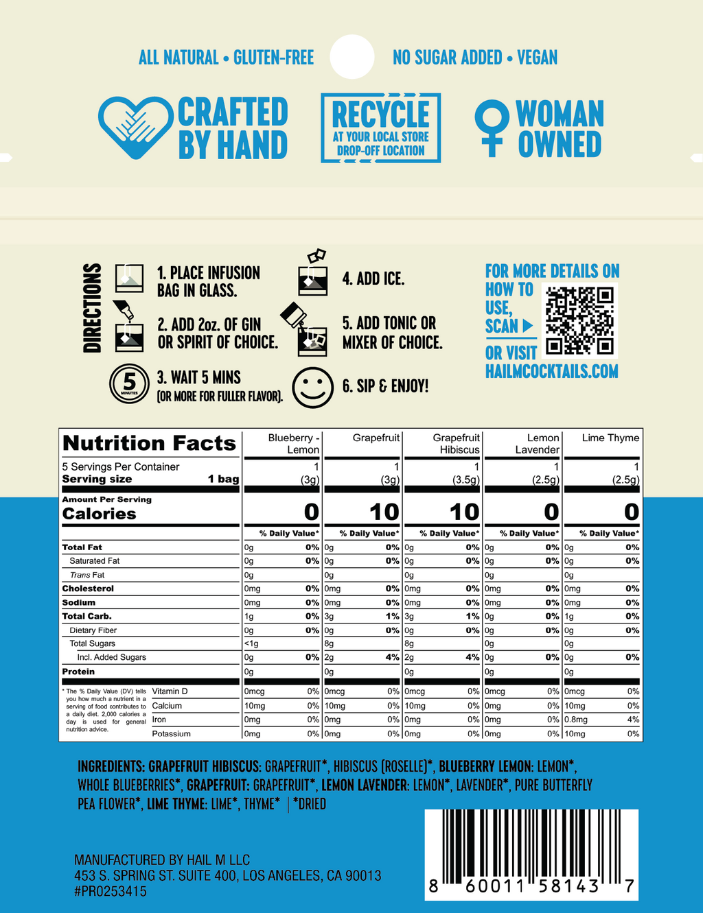 Gin & Tonic Infusion Kit – Sugar Free - Travel Cocktail Tea Bags