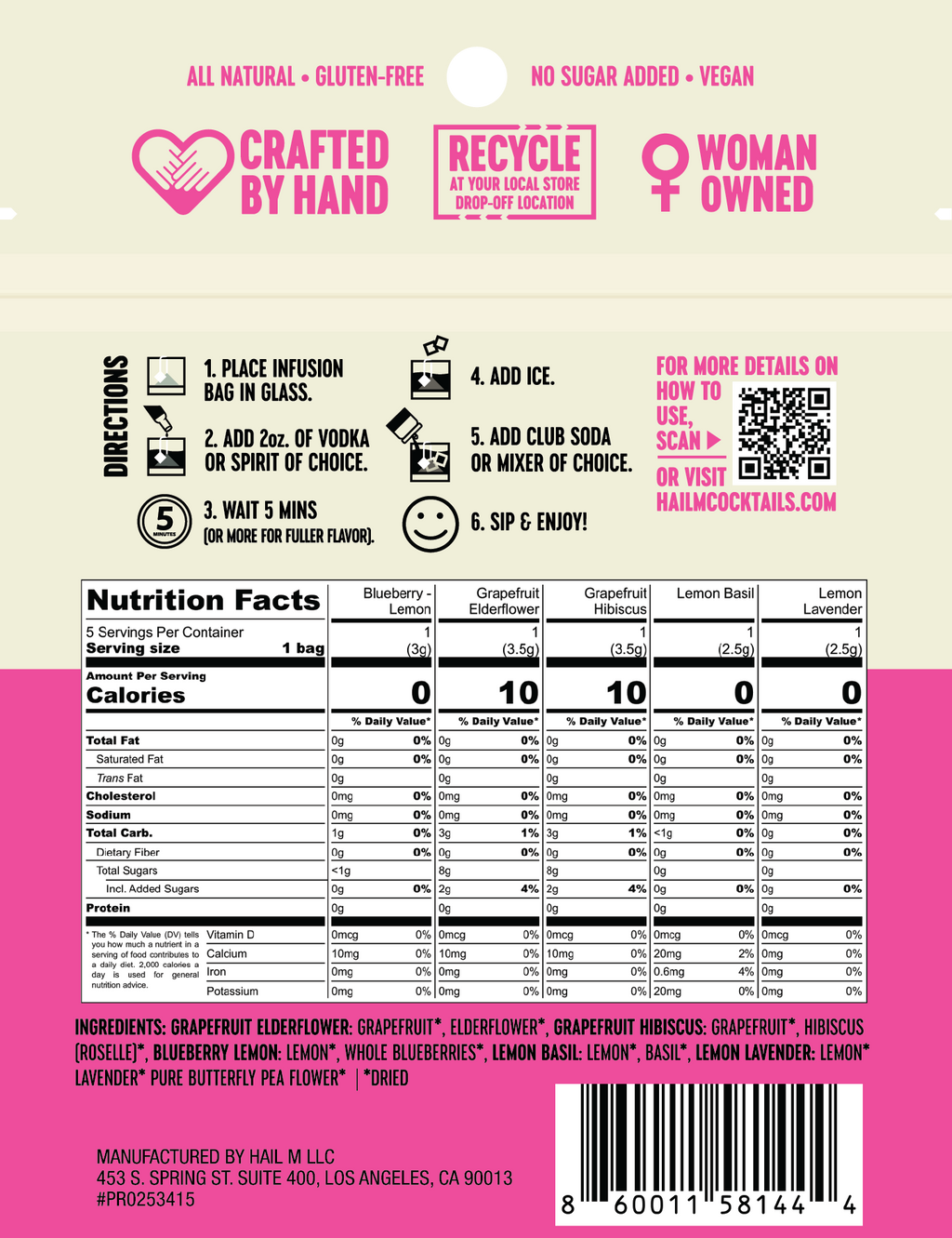 Vodka Soda Infusion Kit – Sugar Free - Travel Cocktail Tea Bags